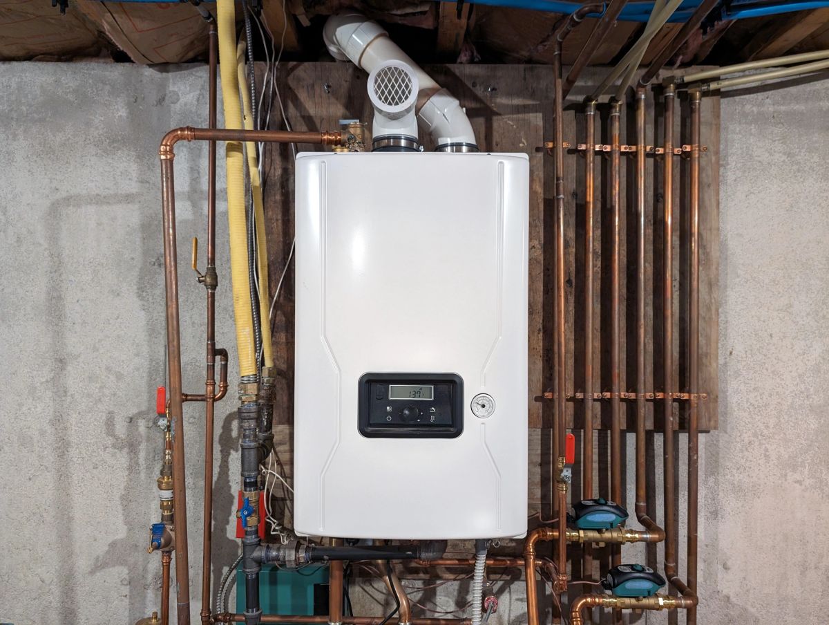 Boiler and heating pipework installation